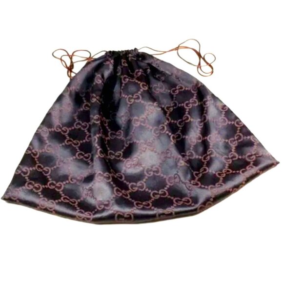 Gucci Tan & Brown Silky Drawstring Dust Bag | Protective Storage Bag & Accessory - Picture 1 of 11